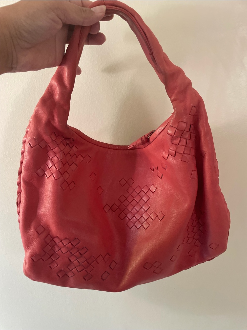 Bottega Veneta Coral Red Woven Nappa Hobo Bag - Picture 2 of 2